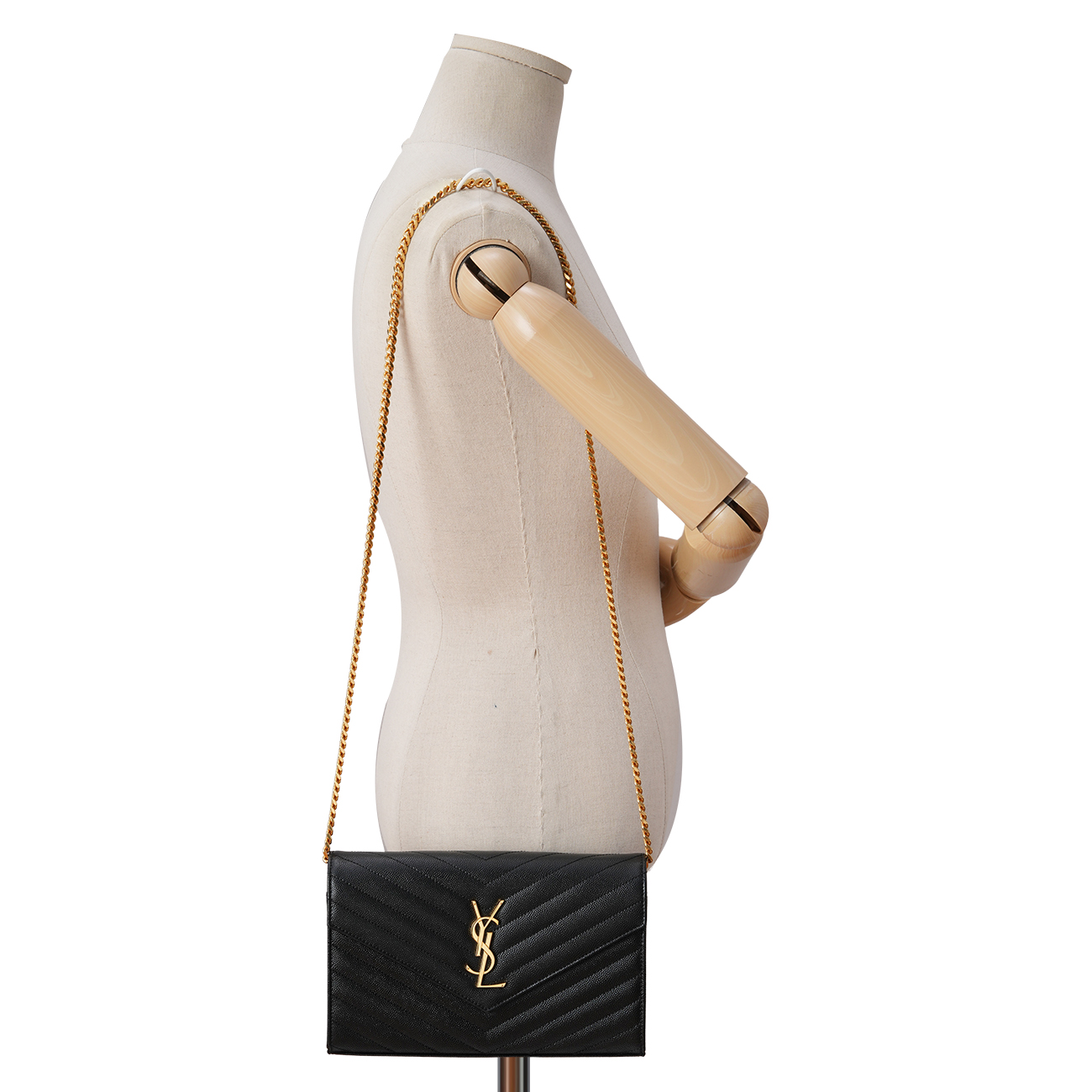 YVES SAINT LAURENT(USED)생로랑 377828 모노그램 쉐브론 체인 크로스백